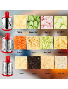 Rallador de Queso Rotatorio Chef Power 5 en 1 - Rojo 2