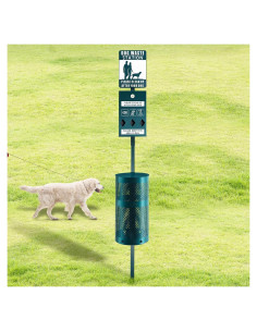 Estación de Desechos de Perro Qinyoung con Dispensador y Señal Reflectante