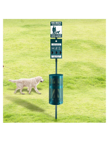 Estación de Desechos de Perro Qinyoung con Dispensador y Señal Reflectante