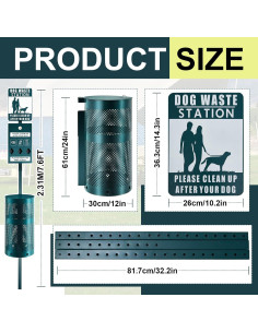 Estación de Desechos de Perro Qinyoung con Dispensador y Señal Reflectante 2