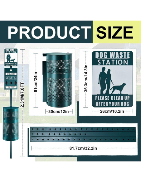 Estación de Desechos de Perro Qinyoung con Dispensador y Señal Reflectante