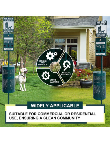 Estación de Desechos de Perro Qinyoung con Dispensador y Señal Reflectante