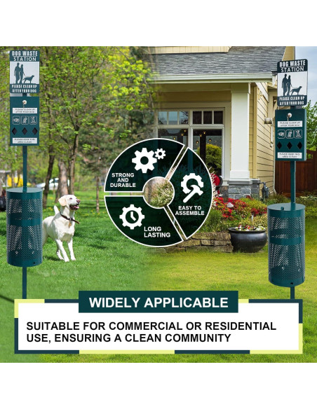 Estación de Desechos de Perro Qinyoung con Dispensador y Señal Reflectante