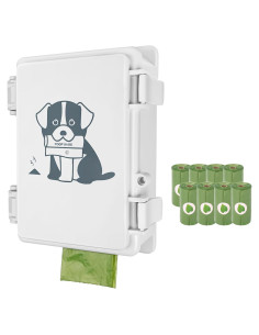 Dispensador de bolsas para excrementos de perro - Blanco - 8 rollos