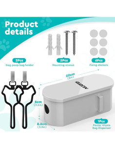 Dispensador de Bolsas de Excremento de Perro Guanpin Blanco 2