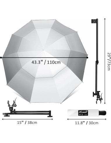 Paraguas de Playa XLINGZA UPF 50+ Plata Titanio XL