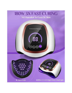 Lámpara de Uñas UV LED Gugusure 180W con Sensor y Pantalla LCD 2