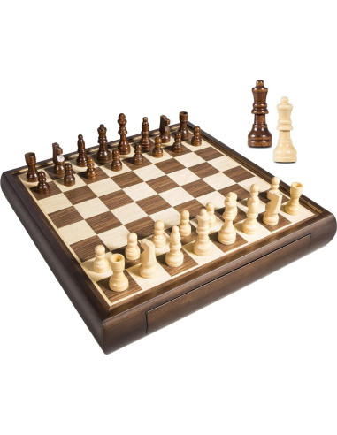 Juego de Ajedrez Magnético 2 en 1 ELONGDI Tablero Madera 33cm