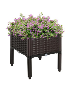 Cama de Jardín Elevada Outsunny 40x40 cm Marrón Autorriego