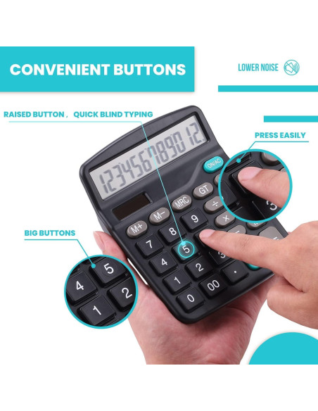 Calculadora de Escritorio Lichamp DCP-0526BK 12 Dígitos Solar