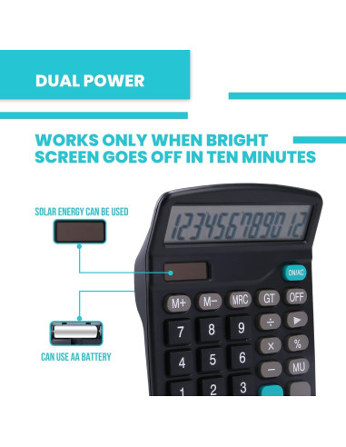 Calculadora de Escritorio Lichamp DCP-0526BK 12 Dígitos Solar