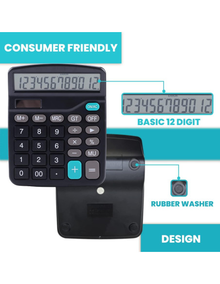 Calculadora de Escritorio Lichamp DCP-0526BK 12 Dígitos Solar