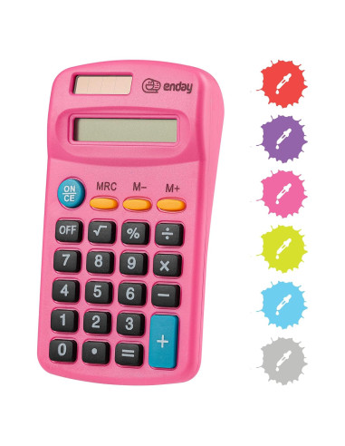 Calculadora Básica Solar Enday Rosa 8 Dígitos Portátil