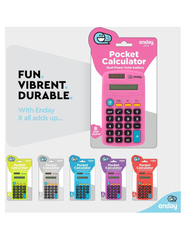 Calculadora Básica Solar Enday Rosa 8 Dígitos Portátil