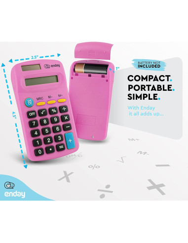 Calculadora Básica Solar Enday Rosa 8 Dígitos Portátil