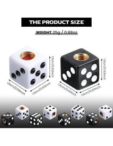 Tapones de Válvula de Neumático Frienda Estilo Dado 8 Pcs