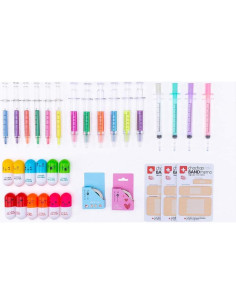 Conjunto Escolar 34 Pcs ChaChap: Marcadores Jeringa y Bolígrafos 2