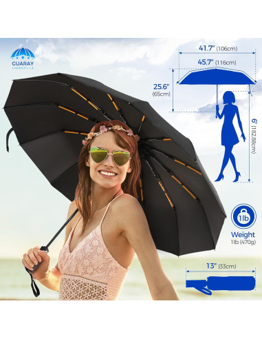 Paraguas de Viaje GUARAY a Prueba de Viento 116.8 cm