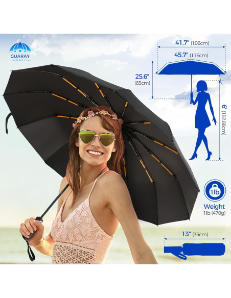 Paraguas de Viaje GUARAY a Prueba de Viento 116.8 cm