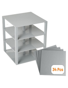Placas Base Apilables Strictly Briks 4 Pzas 25,4 cm Gris Claro