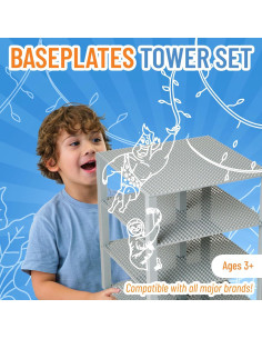 Placas Base Apilables Strictly Briks 4 Pzas 25,4 cm Gris Claro 2