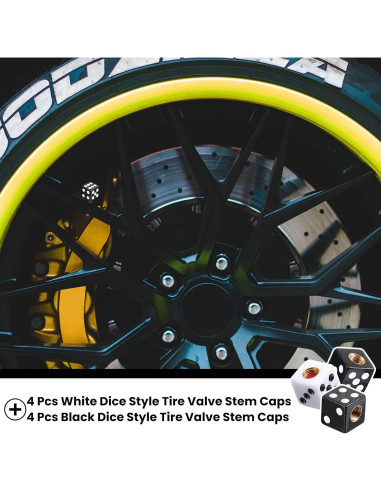 Tapones de Válvula de Neumático Frienda Estilo Dado 8 Pcs