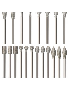 Juego de 20 Puntas de Diamante HOMEIDOL para Dremel 3 mm