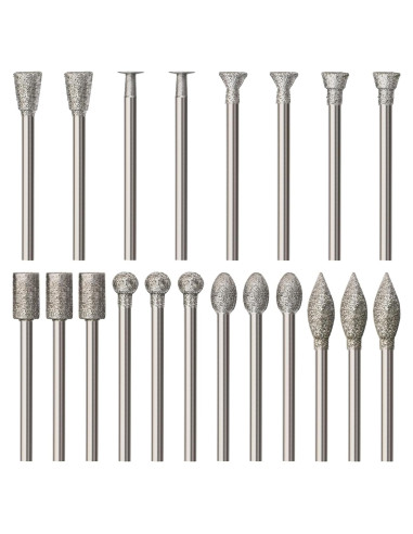 Juego de 20 Puntas de Diamante HOMEIDOL para Dremel 3 mm