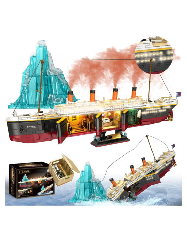Juego de Bloques Titanic LeBrickCrt 2288 Piezas con Luz LED