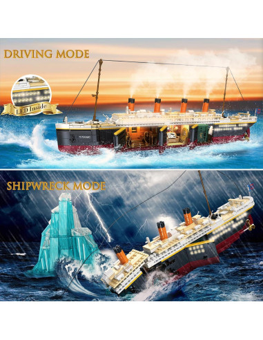 Juego de Bloques Titanic LeBrickCrt 2288 Piezas con Luz LED