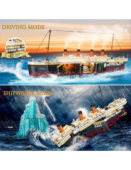 Juego de Bloques Titanic LeBrickCrt 2288 Piezas con Luz LED