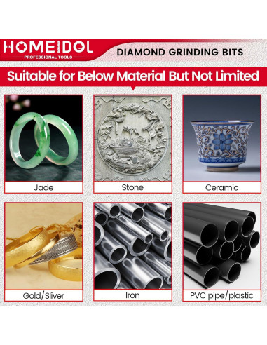 Juego de 20 Puntas de Diamante HOMEIDOL para Dremel 3 mm