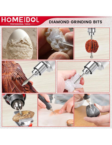 Juego de 20 Puntas de Diamante HOMEIDOL para Dremel 3 mm