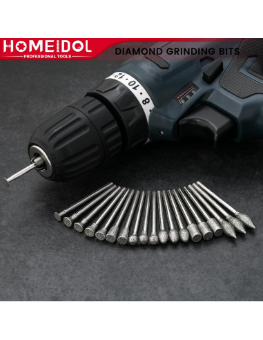 Juego de 20 Puntas de Diamante HOMEIDOL para Dremel 3 mm