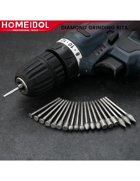 Juego de 20 Puntas de Diamante HOMEIDOL para Dremel 3 mm