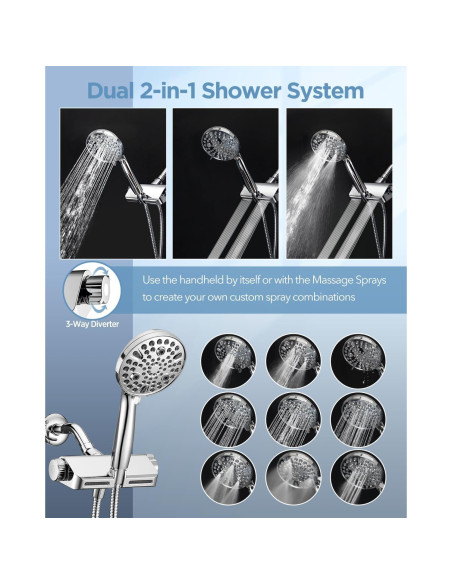 Cabezal de Ducha Filtrado MakeFit 2-en-1 Cromo 10 Modos