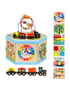 Cubo de Actividad de Madera FOPNETS 9-en-1 Juguete Educativo