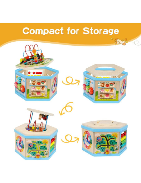 Cubo de Actividad de Madera FOPNETS 9-en-1 Juguete Educativo