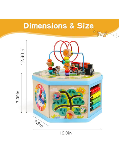 Cubo de Actividad de Madera FOPNETS 9-en-1 Juguete Educativo