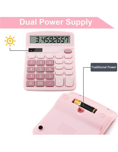 Calculadora de Oficina Podokas 12 Dígitos Rosa LCD Grande