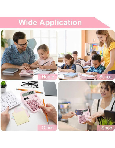 Calculadora de Oficina Podokas 12 Dígitos Rosa LCD Grande