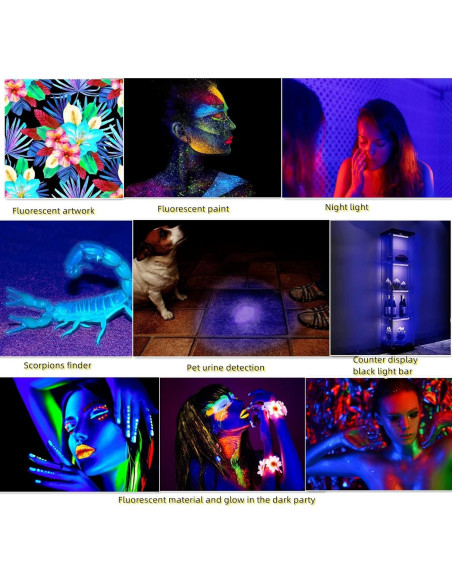 Barra de luz negra LED 10W 1ft THLITURE para fiestas y arte