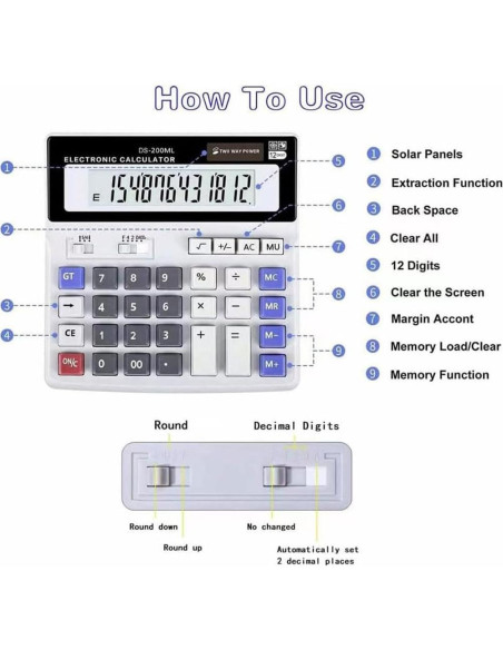 Calculadora de Escritorio Podokas 12 Dígitos Pantalla Grande