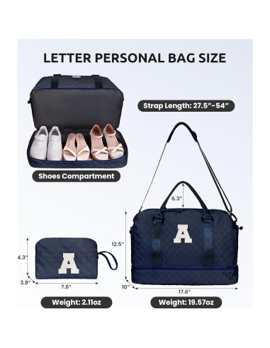 Bolso de Fin de Semana Personalizado Letra D con Compartimento