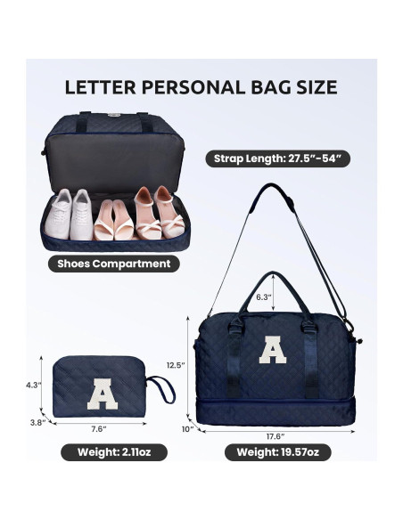 Bolso de Fin de Semana Personalizado Letra D con Compartimento