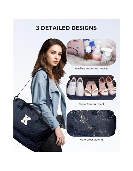 Bolso de Fin de Semana Personalizado Letra D con Compartimento