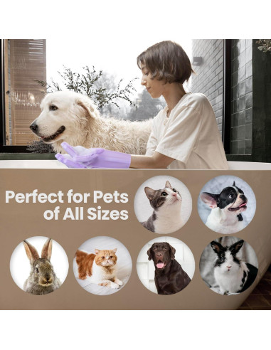 Guantes de Silicona DELOMO para Lavar Mascotas 29.9cm Púrpura