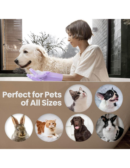 Guantes de Silicona DELOMO para Lavar Mascotas 29.9cm Púrpura