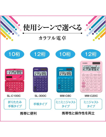 Calculadora Casio SL-C100C-RD-N Rosa Plegable 10 Dígitos