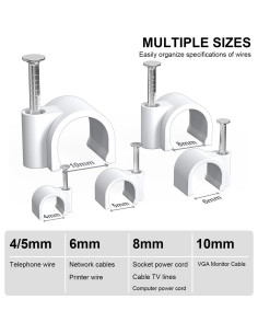 Clips de Cable Ancho Jadaol 250 Piezas 4-10mm para Organización 2